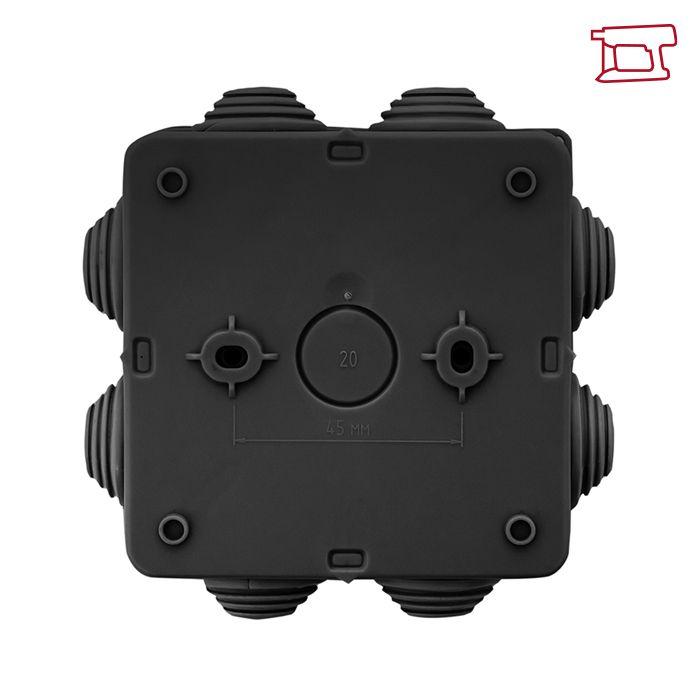 Коробка распаячная КМР-030-031 с крышкой наружная 85х85х40 8 мембранных вводов IP55 черн. EKF plc-kmr2-030-031-b