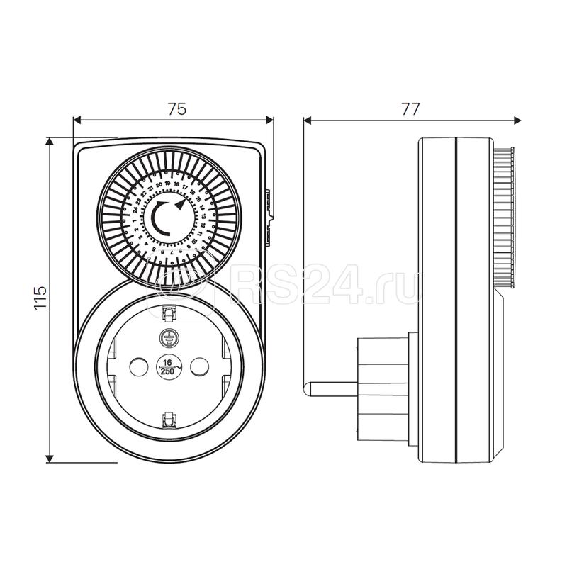 Таймер суточный мех. с заземл. 3.5кВт REV 67074 8