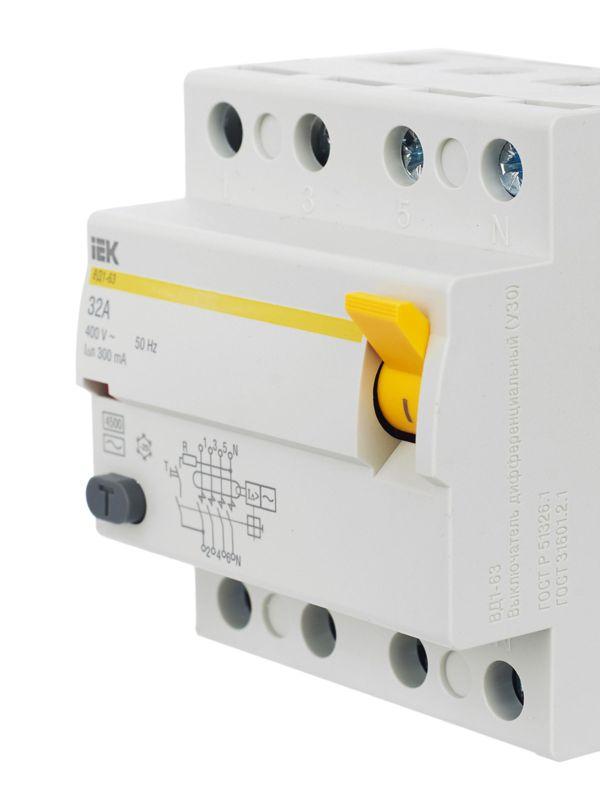 Выключатель дифференциального тока (УЗО) 4п 32А 300мА тип AC ВД1-63 KARAT IEK MDV10-4-032-300