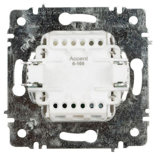 Выключатель 2-кл. СП Accent 6-105-01 10А IP20 250В с подсветкой AL/CU бел. Intro Б0063505