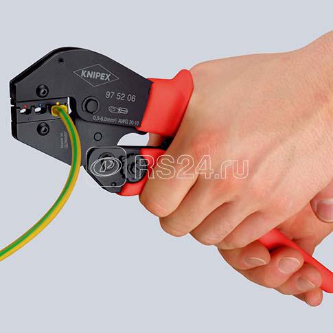 Пресс-клещи под изолированные кабельные наконечники штекерные соединители и стыковые соединители 0.5-6.0кв.мм AWG Knipex KN-975206