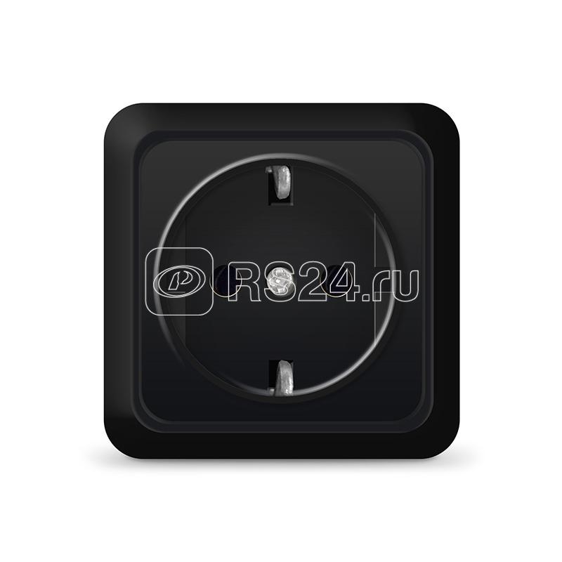 Розетка 1-м ОП Олимп 16А IP20 с заземл. черн. Universal 2227