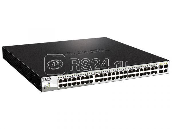 Коммутатор настраиваемый DGS-1210-52MPP/E2A WebSmart (48 порта 10/100/1000Base-T; PoE 802.3af/802.3at (30Вт) + 4 порта 1000Base-X SFP; PoE-740Вт D-link 1857390