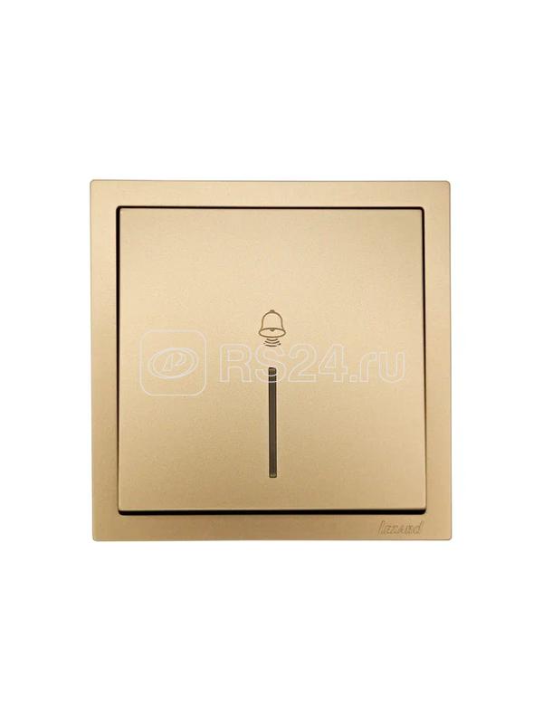 Кнопка звонка с индик. СП ZIMA IP20 безвинт. зажим зол. LEZARD 704-3688-108QC