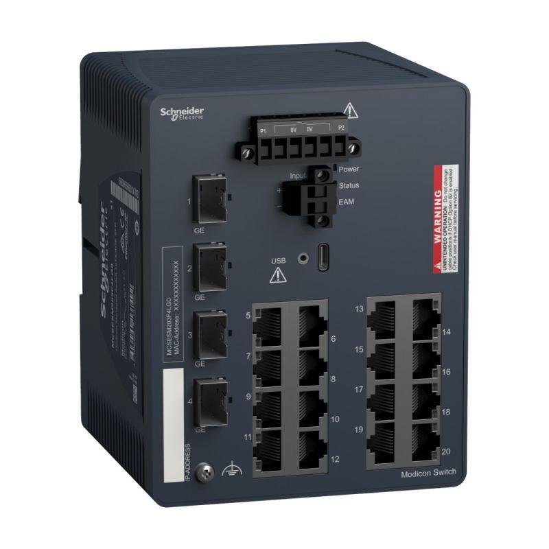 Коммутатор управляемый Modicon 16TX/4SFP 1Gb SchE MCSESM203F4LG0