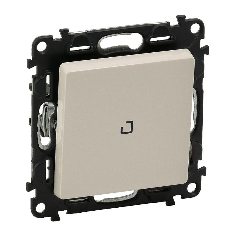 Выключатель кнопочный 1-кл. Valena Life 6А 250В с лицев. панелью с подсветкой безвинтов. зажимы механизм сл. кость Leg 752212