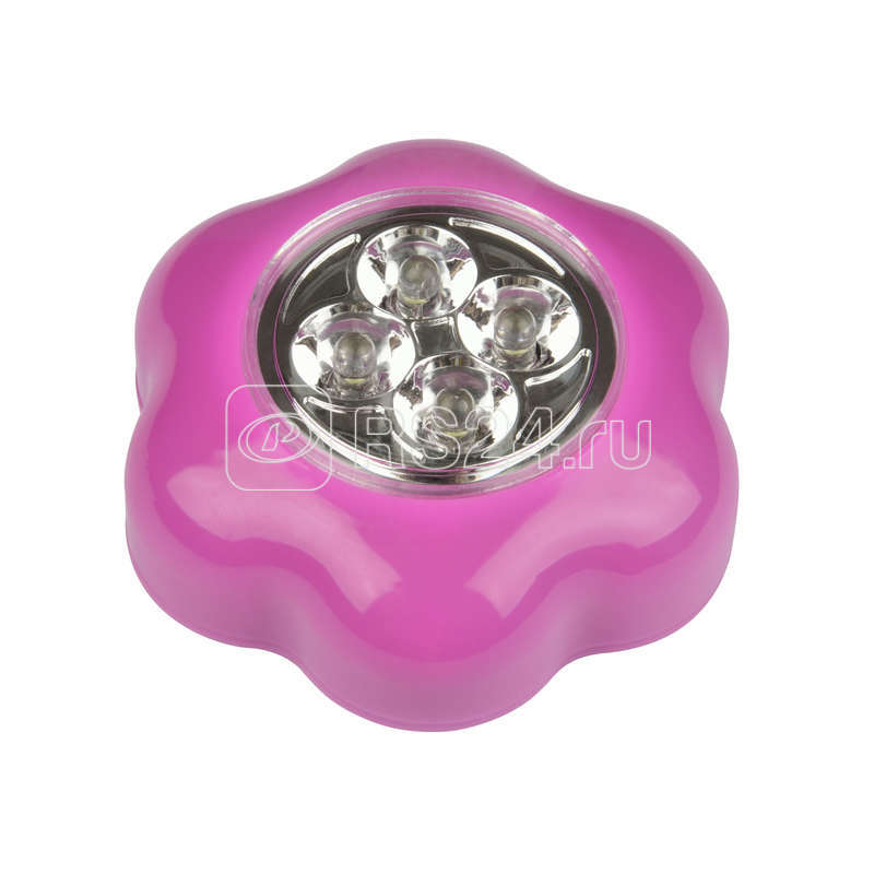 Светильник-ночник DTL-359 ок-A/Pink/4LED/3ААА пушлайт питание от 3-х батареек ААА (в комплект не входят) роз. Uniel UL-00001990