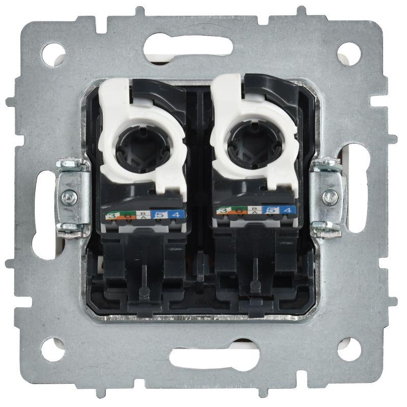 Розетка компьютерная 2-м СП BRITE РК10-2-БрАБ RJ45 кат.5E механизм арктич. бел. IEK BR-K20-1-K91