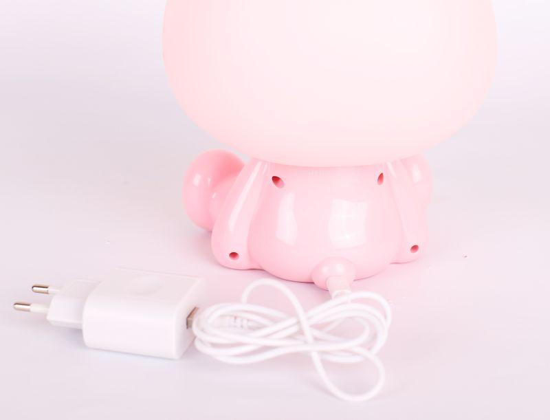 Светильник настольный KD-891 C14 LED 3Вт диммир. кабель USB+ адаптор 220В/5В свинка роз. Camelion 13896