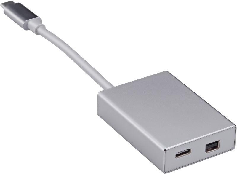 Адаптер BHP USB Type-C (m) USB Type-C (f) miniDisplayPort (f) 0.1м серебр. BURO 488059