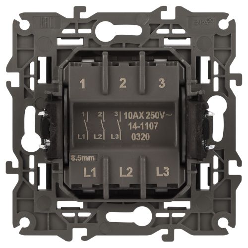 Выключатель 3-кл. СП Elegance 14-1107-05 10А IP20 250В 10AX механизм антрацит Эра Б0034254