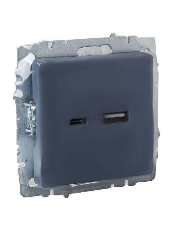 Розетка BRITE USB A+C 18Вт РЮ11-1-БрМ механизм маренго IEK BR-U22-018-K35