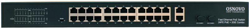 Коммутатор PoE 24х10/100 Base-T PoE 2хGE Combo Uplink (RJ45 + SFP) PoE на порт - до 30Вт суммарно PoE до 385Вт SW-62422(400W) OSNOVO 1000639555