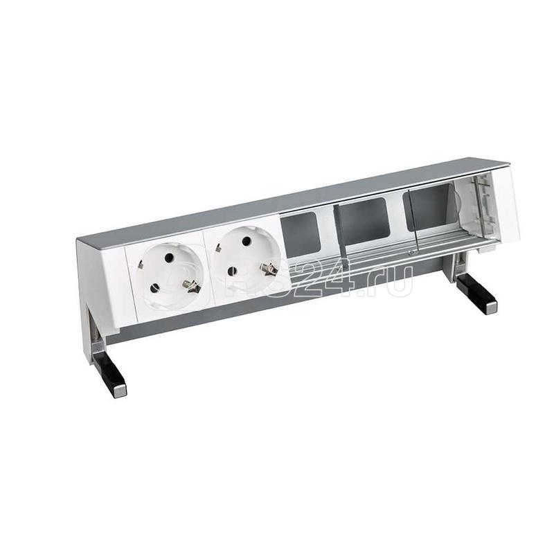 Блок розеточный настольный 2х2P+E 3 пустых мод. алюм. Simon 400 42502000-133