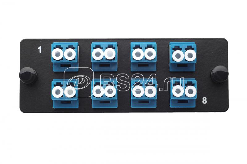 Комплект планка Q-SLOT с 8 адаптерами дуплекс LC OS2 монтаж. шнуры КДЗС Eurolan 38M-S2-2L-08BL