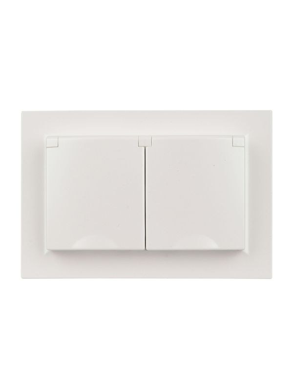 Розетка 2-м СП BRITE РСбш12-3-44-БрЖ 16А в сборе IP44 с крышкой жемчуж. IEK BR-R26-16-44-K36-F