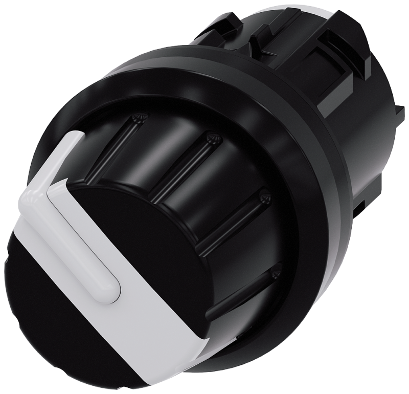 Актуатор поворотного выключателя 22мм кругл. коммутац. полож. пластик. бел. поворотн. ручка 4 коммутац. полож. o-i-ii-iii с фиксацией угол поворота рукоятки 4х90град. 3ч/6ч/9ч/12ч Siemens 3SU10002AS600AA0