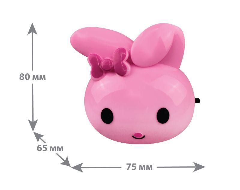 Светильник светодиодный NL-233 "Заяц" 220В ночник с выкл. розов. Camelion 13808