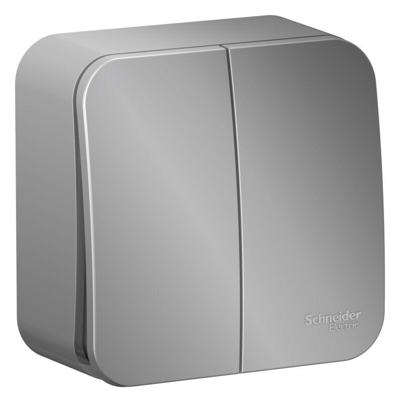 Выключатель 2-кл. ОП Blanca 10А IP20 (сх. 5) 250В с изолир. пластиной алюм. SE BLNVA105013