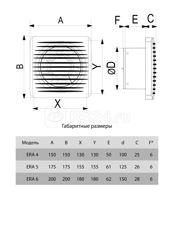 Вентилятор вытяжной осевой 125мм обр. клапан бел. ERA 5C