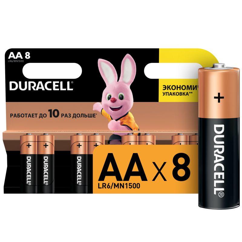 Элемент питания алкалиновый AA/LR6 LR6-8BL Basic (блист.8шт) Duracell C0037387