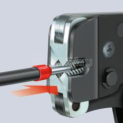 Пресс-клещи для контактных гильз квадратный обжим самонастраивающиеся с торцевой установкой кол-во гнезд: 1 гильзы Knipex KN-975309