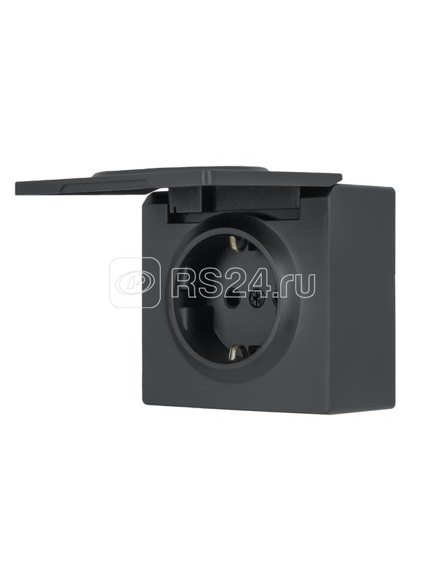 Розетка 1-мест. с заземл. с крышкой LETO ПБТ графит LEZARD 752-3400-123B