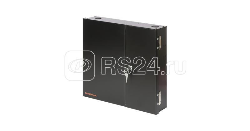 Кросс оптический настенный до 48 SC/LC портов или 24 FC/ST портов стальной с ключом в комплекте: сплайс-кассета и КДЗС черн. NIKOMAX NMF-WP48-BLANK-IB-P-BK