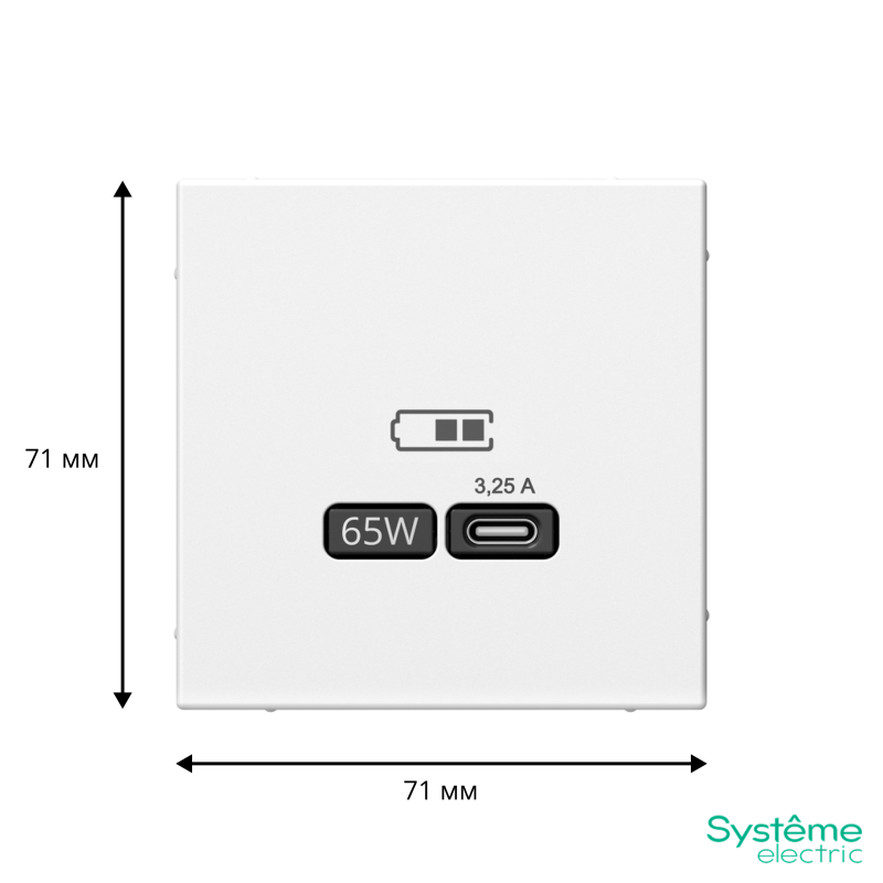 Розетка USB ArtGallery тип C 65Вт QC PD высокоскор. ЗУ механизм лотос SE GAL001327
