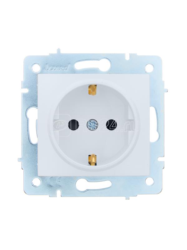 Розетка 1-м СП ASTI 16А IP20 с заземл. защ. шторки термопласт механизм бел. LEZARD 7081-0288-124B