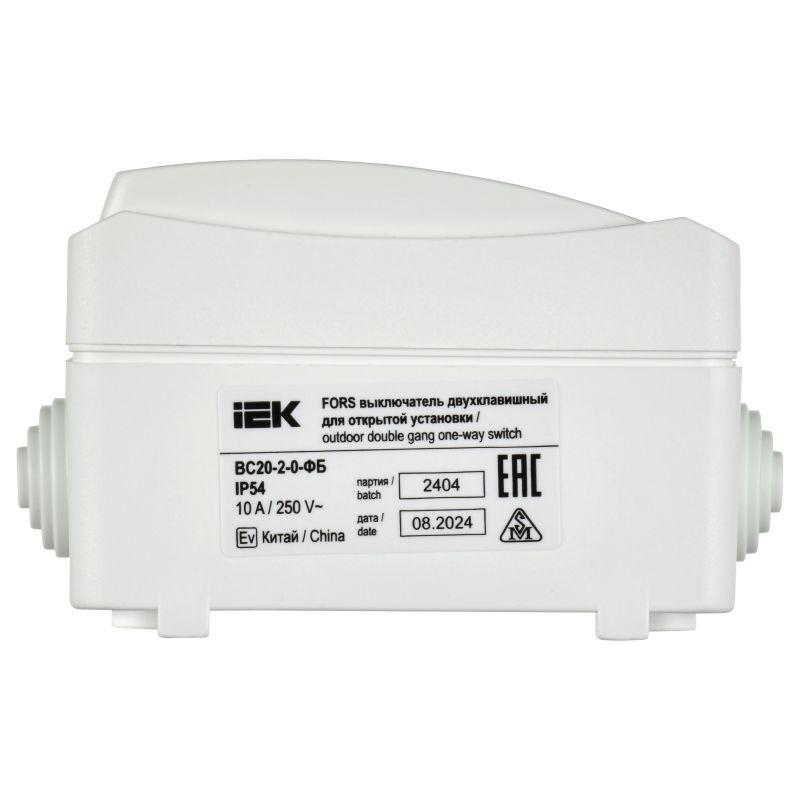 Выключатель 2-кл. ОП Форс IP54 ВС20-2-0-ФБ бел. IEK EVS20-K01-10-54-DC