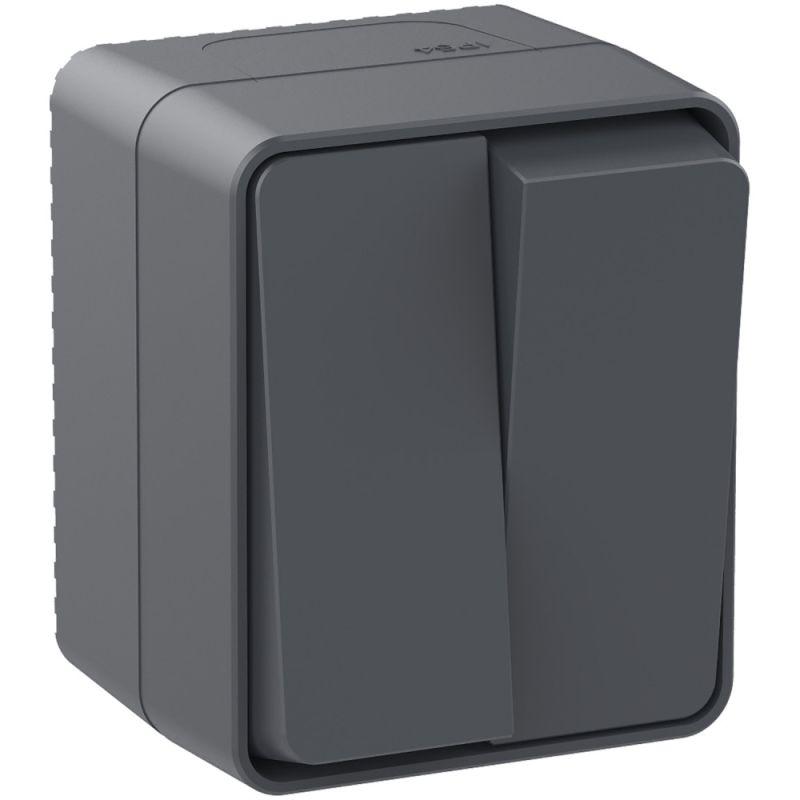 Выключатель 2-кл. ОП AtlasDesign PROFI IP54 10AX антрацит SE ATN544051