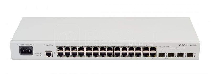 Коммутатор Ethernet 24 порта 10/100/1000 Base-T 4 комбо-порта 10/100/1000 Base-T/100/1000 Base-X (SFP) 220В AС ELTEX MES2428