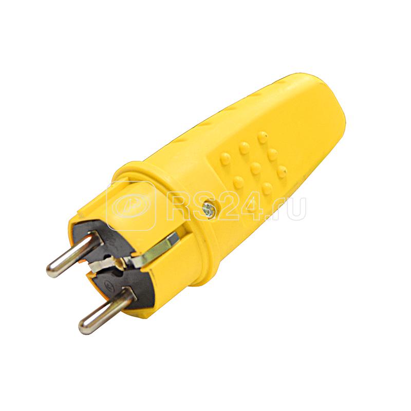 Вилка электрическая 1ф 16А 250В IP44 прямая однофазная каучук желт. Universal 3089