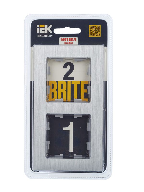 Рамка 2-м BRITE РУ-2-1-БрА металл алюм. IEK BR-M22-M-K47