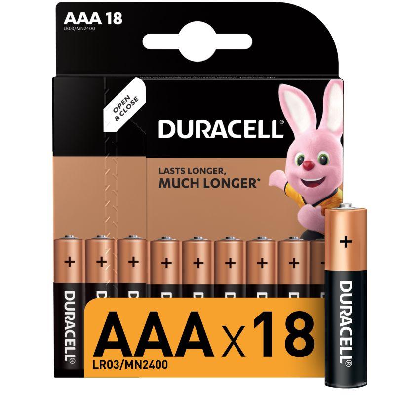 Элемент питания алкалиновый AAA/LR03 LR03-18BL Basic (блист.18шт) Duracell Б0014449