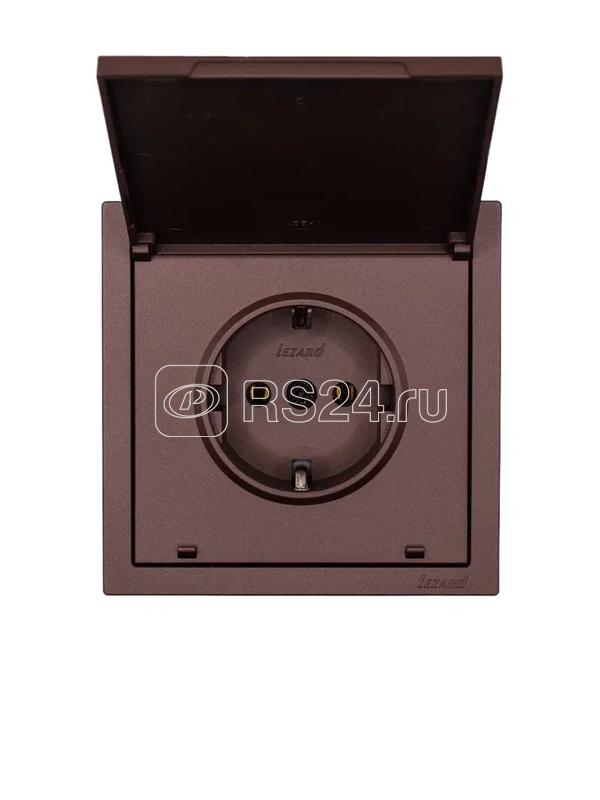 Розетка 1-мест. с/з с крышкой ПБТ СП ZIMA IP20 16А безвинт. зажим шоколад LEZARD 704-7388-123BQC