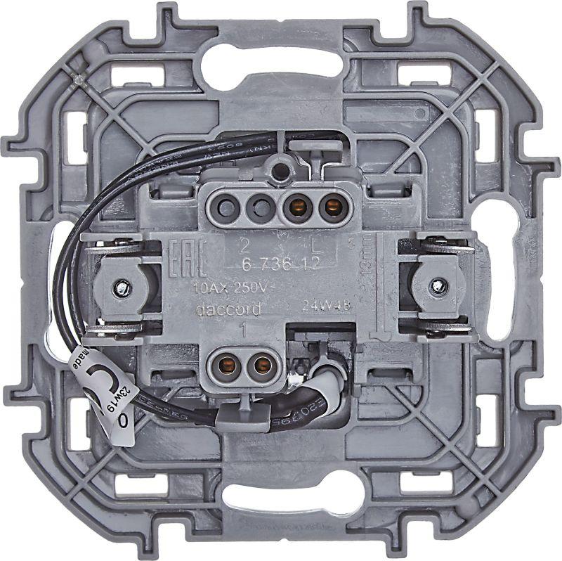 Выключатель 1-кл. Inspiria 10А IP20 250В 10AX с подсветкой/индикацией механизм алюм. IEK 673612