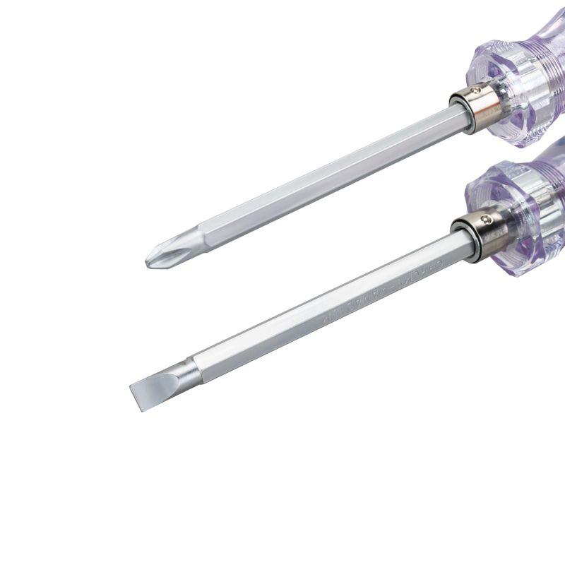 Отвертка комбинированная прозрачная рукоятка двухсторонний стержень 120мм (крестовая PH2 шлицевая SL 6мм) Rexant 12-4742