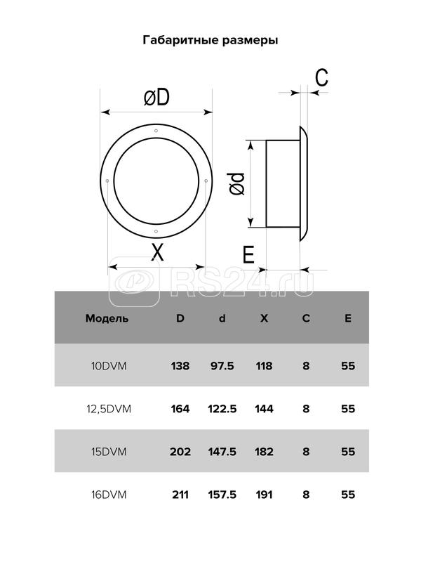 Анемостат DVM фланец D148 D202 окрашен. сталь ERA 15DVM