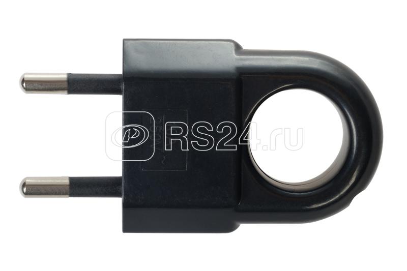 Вилка пластиковая прямая (евровилка CEE 7/16) б/з с кольцом 10А 250В IP20 черн. Duwi 30475 3