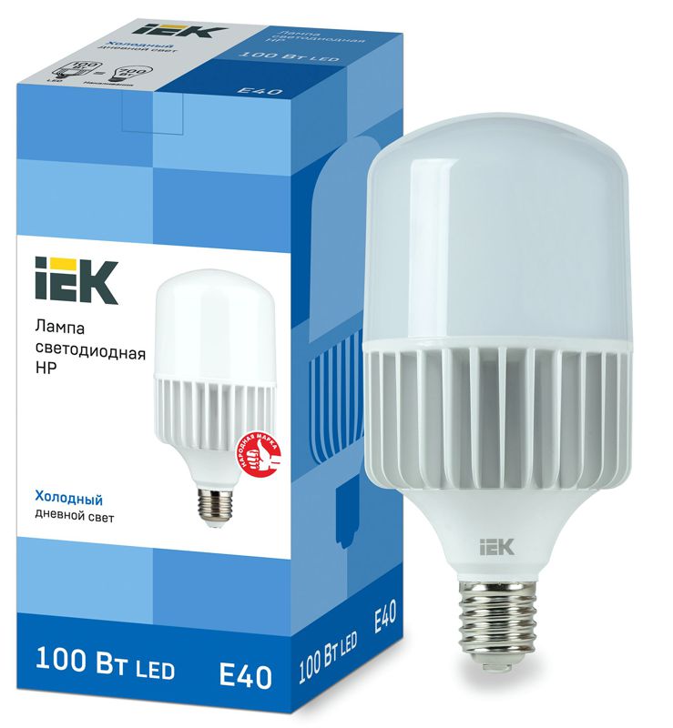 Лампа светодиодная HP 100Вт 230В 6500К E40 IEK LLE-HP-100-230-65-E40