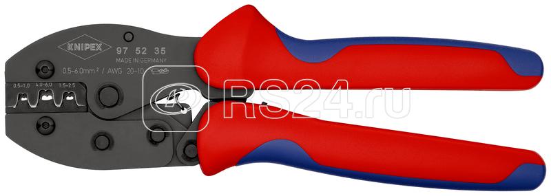 Пресс-клещи неизолированные открытые штекеры (48+63мм ширина штекеров) кол-во гнезд: 3 0.5-6.0кв.мм (20-10 AWG) L-220мм Knipex KN-975235