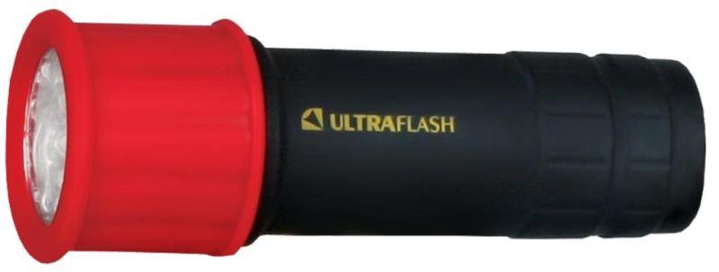 Фонарь LED15001-A 3хR03 светофор красн. с черн. 9LED (блист.) Ultraflash 10479