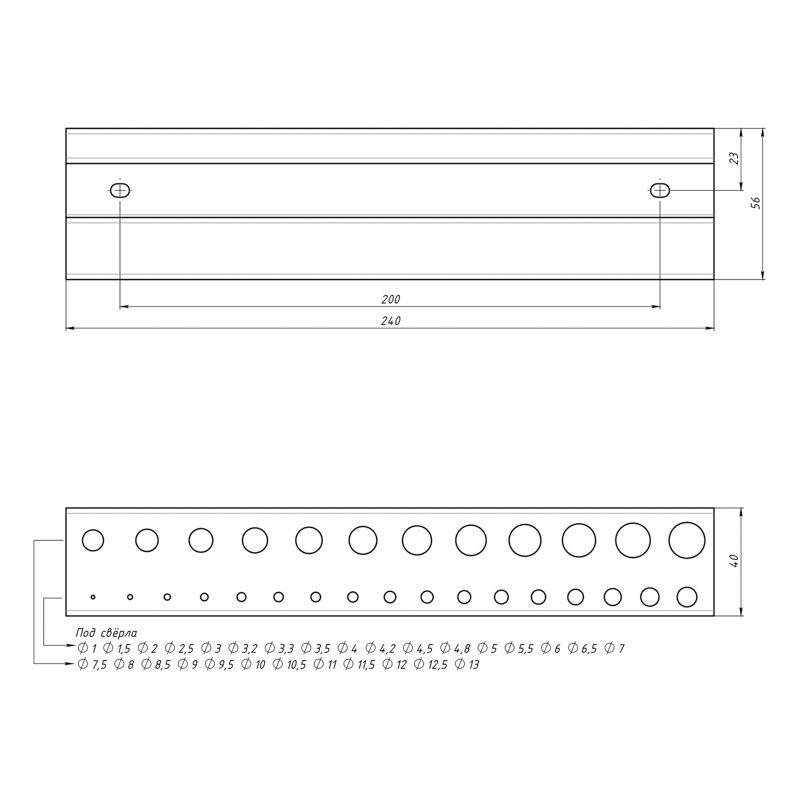 Держатель для сверл настенный черн. Rexant 38-0670