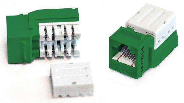 Вставка Keystone Jack RJ45 (8P8C) кат.5E 110 IDC KJNE-8P8C-C5e-90-GN заделка с помощью NE-TOOL зел. Hyperline 212408