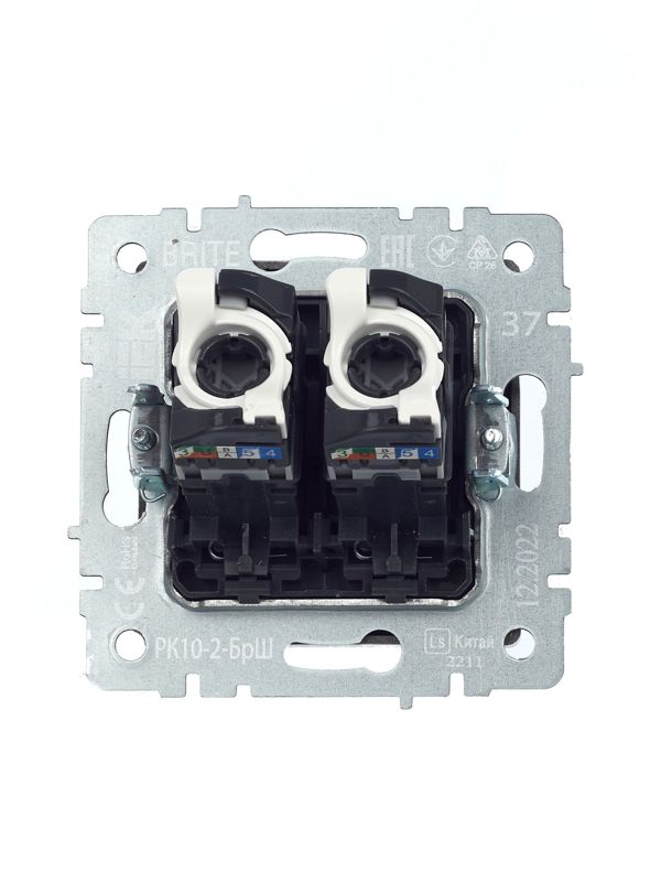 Розетка компьютерная двойн. СП RJ45 кат.5E BRITE РК10-2-БрШ механизм шампань IEK BR-K20-1-K37