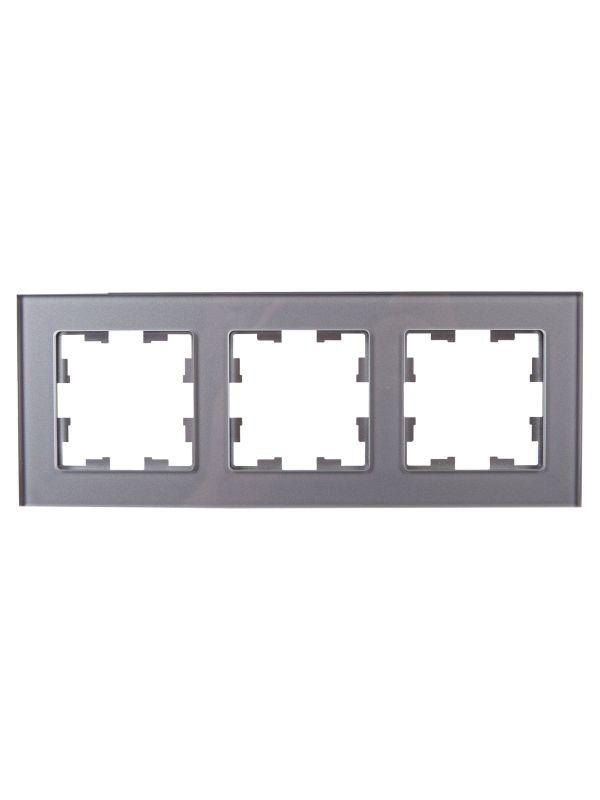 Рамка 3-м BRITE РУ-3-2-БрСе стекло сер. IEK BR-M32-G-K03