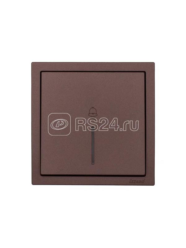 Кнопка звонка с индик. СП ZIMA IP20 безвинт. зажим шоколад LEZARD 704-7388-108QC
