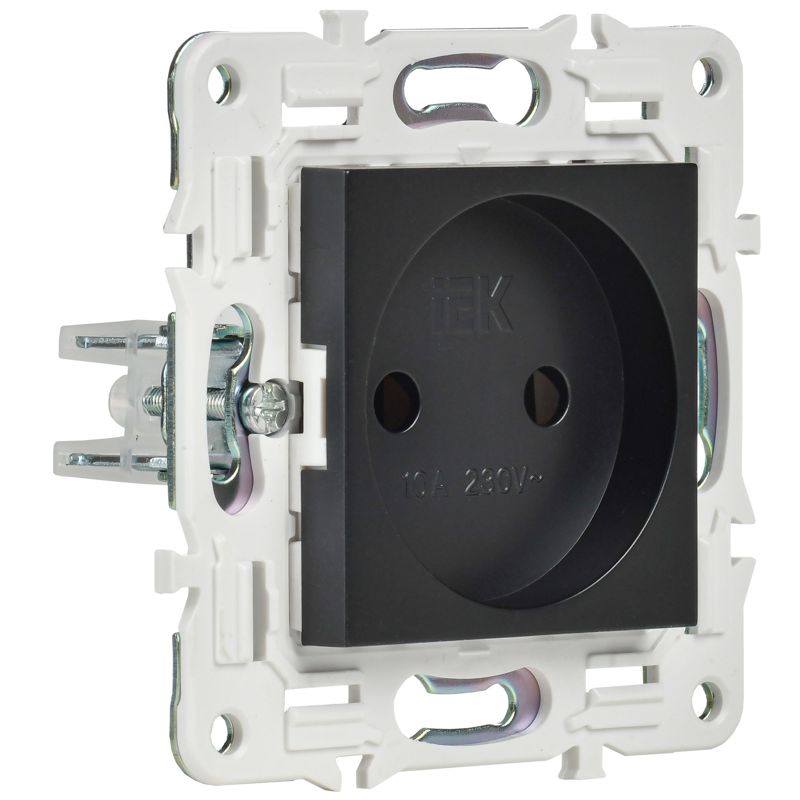 Розетка SKANDY 10А без заземл. без защ. шторок SK-R02Bl черн. IEK SK-R10-10-K02